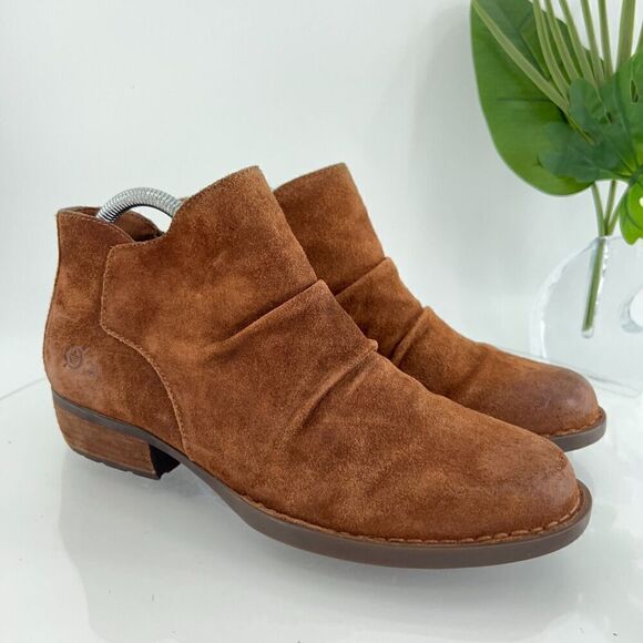 Born Women's Falco Boot Size 8.5 Tabacco Brown Suede Distressed Boho Bootie - Picture 2 of 16
